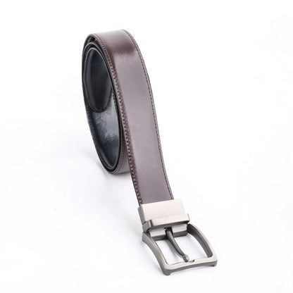 Chromium Double Sided Reversible Men's' Leather Belt-Black Dark Brown