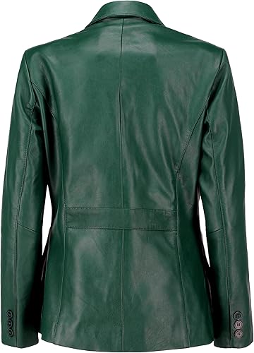 Premium 2-Button Lambskin Leather Blazer Women Limited Edition-Green