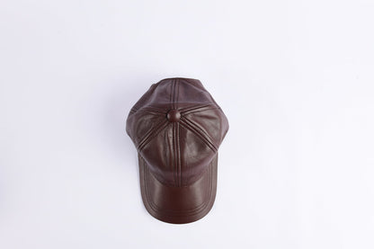 Soft Genuine Leather Adjustable Cap – Unisex Comfort Fit- Brown