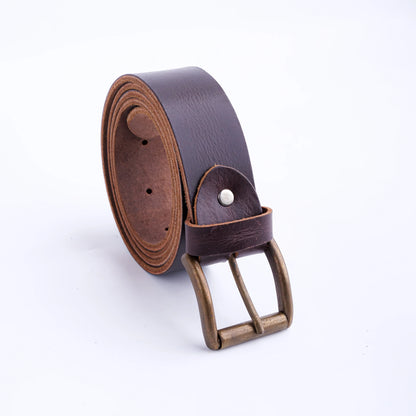 Artist Rustic Leather Casual Jeans Belt For Men - Chocolate Brown
