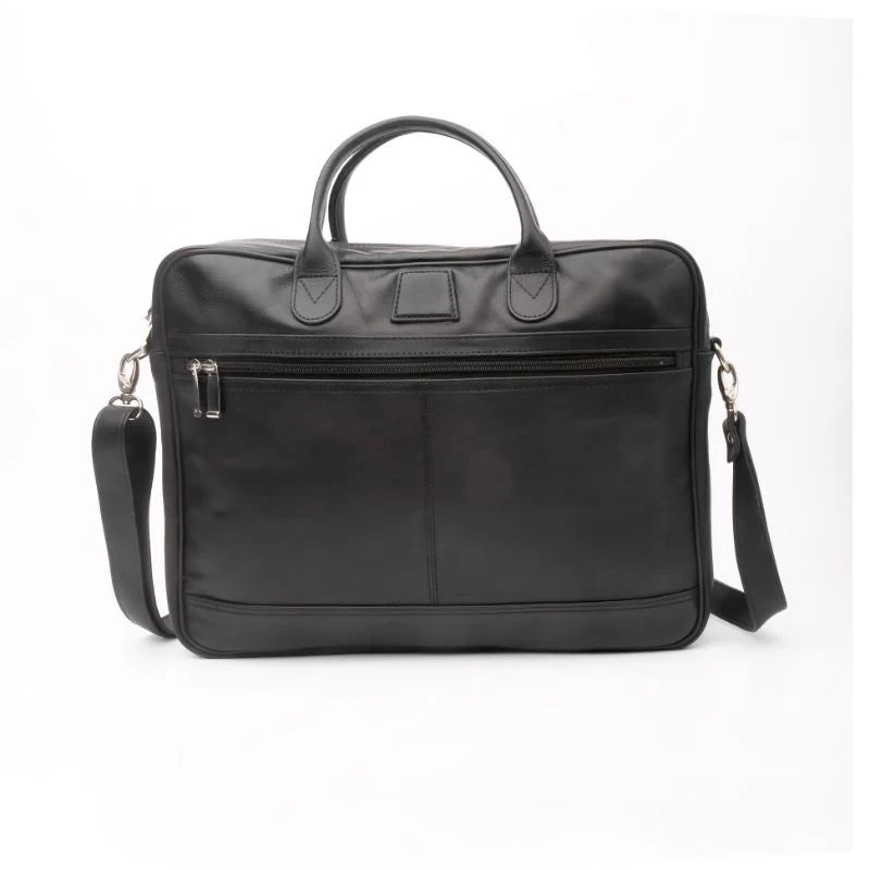 Artist Executive Leather Laptop Bag-Black