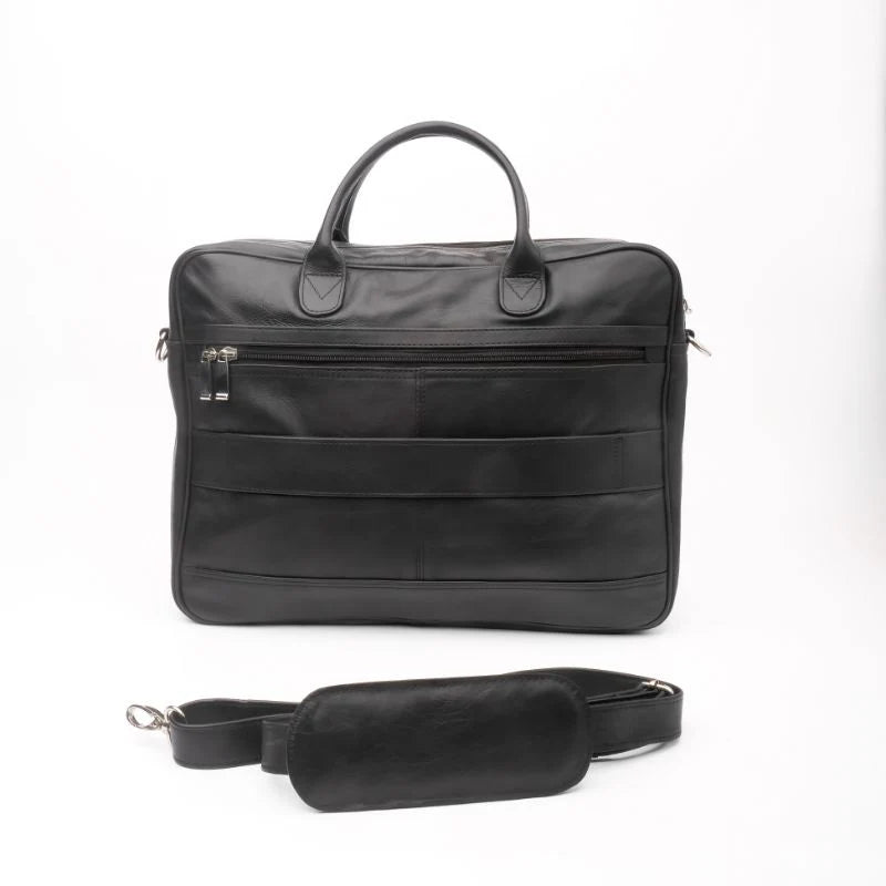 Artist Executive Leather Laptop Bag-Black