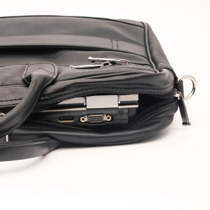 Artist Executive Leather Laptop Bag-Black