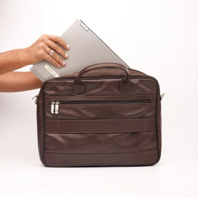 Artist Executive Leather Laptop Bag-Brown