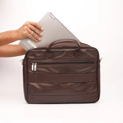 Artist Executive Leather Laptop Bag-Brown