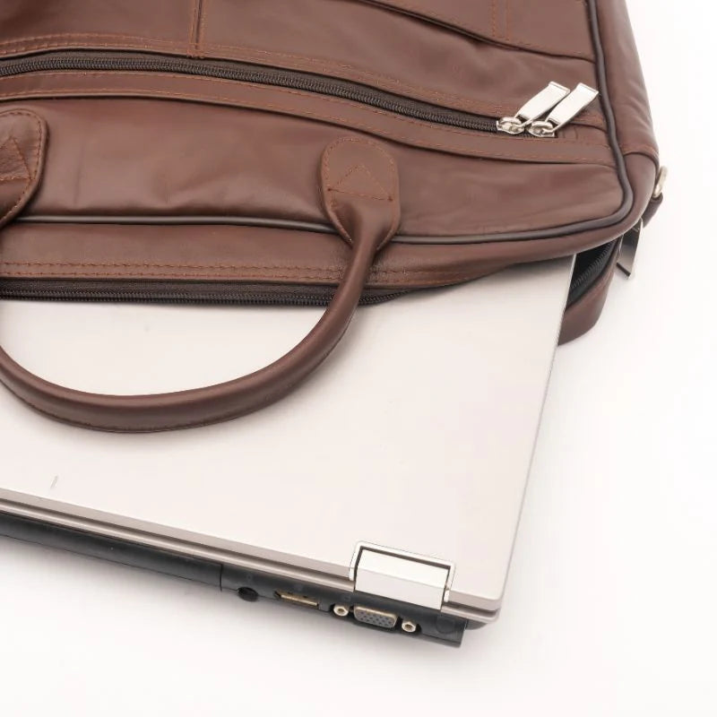 Artist Executive Leather Laptop Bag-Brown
