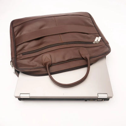 Artist Executive Leather Laptop Bag-Brown