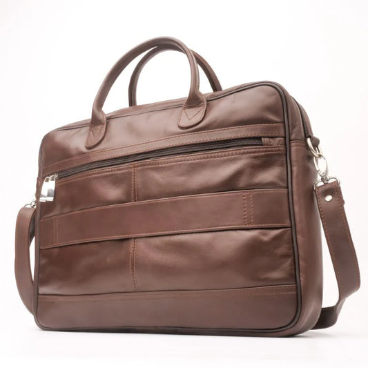 Artist Executive Leather Laptop Bag-Brown
