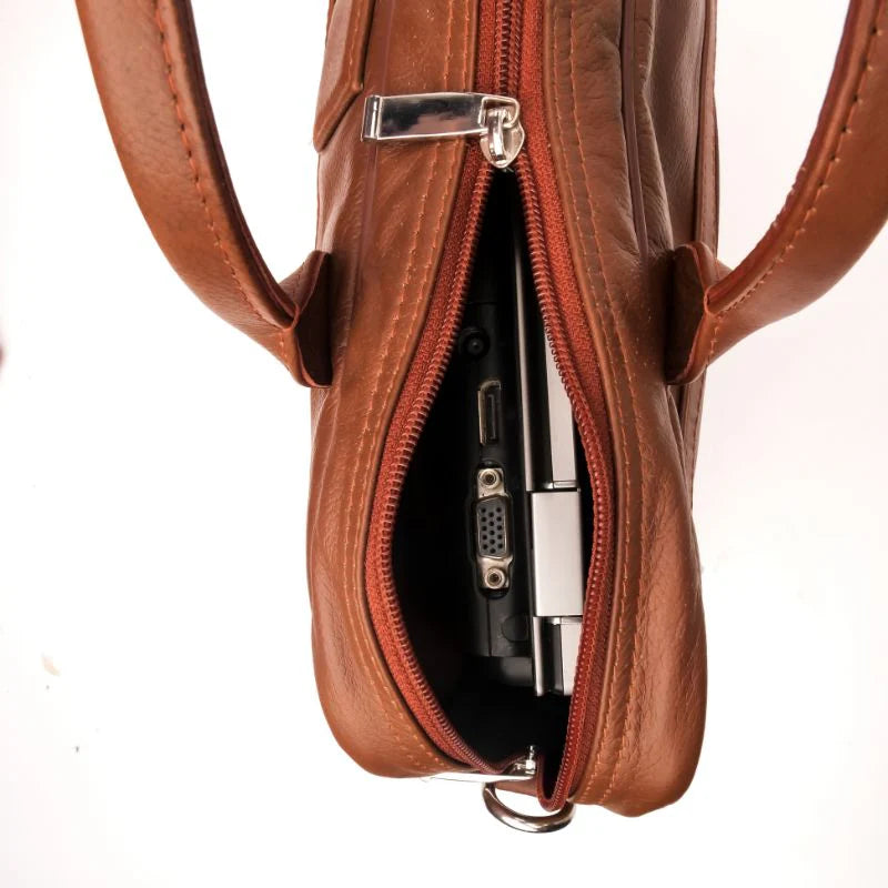 Artist Executive Leather Laptop Bag-Tan