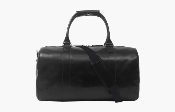 The Leather Artist Travel Leather Duffle Bag-BlackHand Polished Excella Zippers