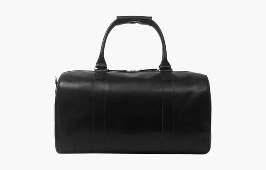 The Leather Artist Travel Leather Duffle Bag-BlackHand Polished Excella Zippers
