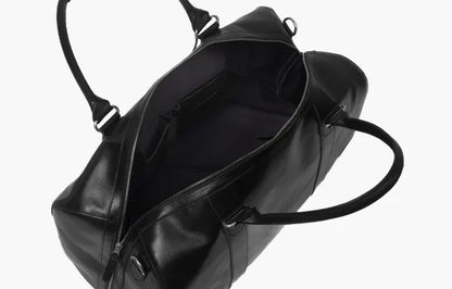The Leather Artist Travel Leather Duffle Bag-BlackHand Polished Excella Zippers