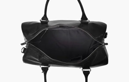 The Leather Artist Travel Leather Duffle Bag-BlackHand Polished Excella Zippers