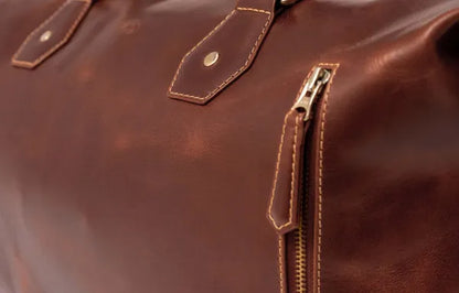 The Weekender Travel Leather Duffle Bag-Tan Brown