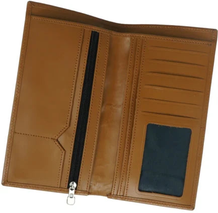 Artist-18 Pockets Leather Long Wallet-Tan