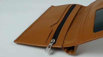 Artist-18 Pockets Leather Long Wallet-Tan