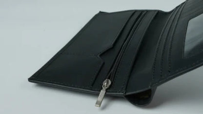 Artist-18 Pockets Leather Long Wallet-BLACK