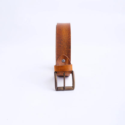 Artist Rustic Leather Casual Jeans Belt For Men - Saddle Tan