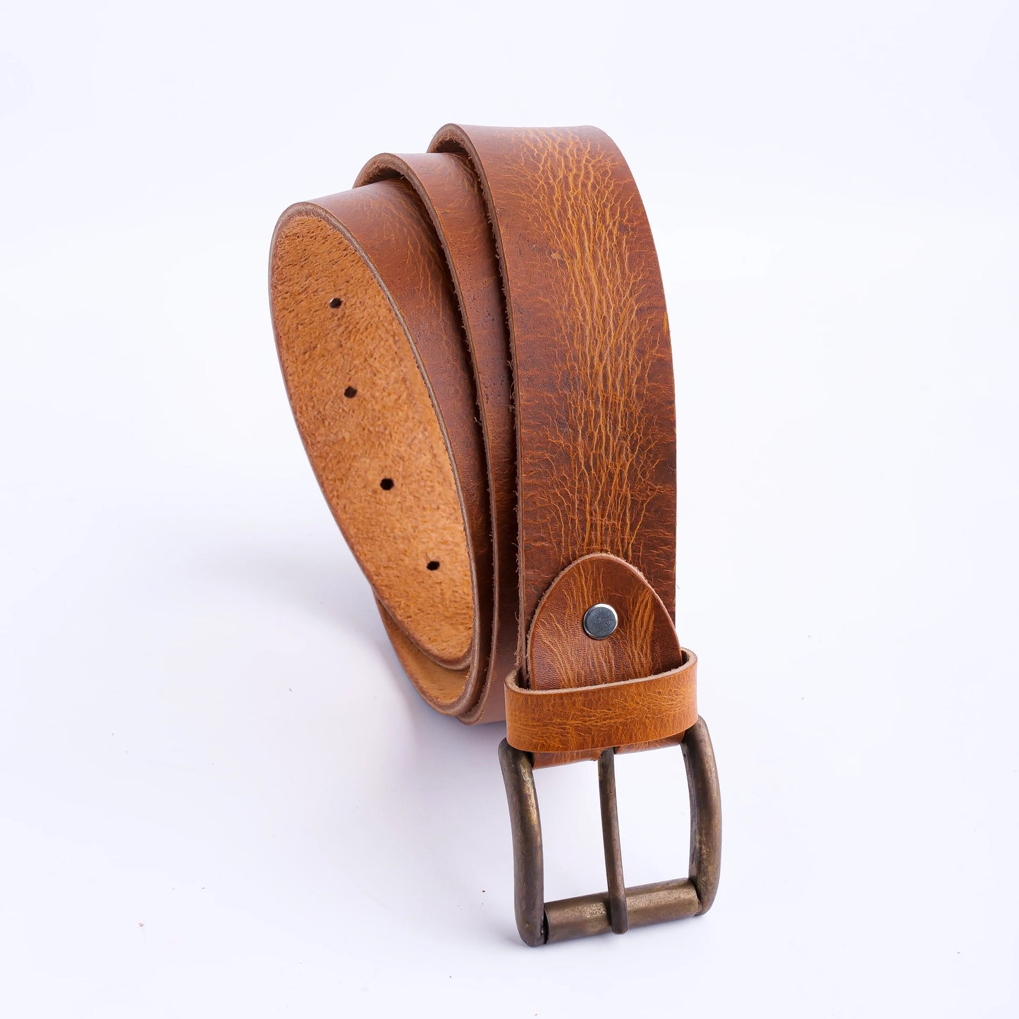 Artist Rustic Leather Casual Jeans Belt For Men - Saddle Tan