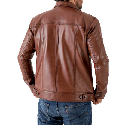 Artist Men’s Leather Trucker Jacket