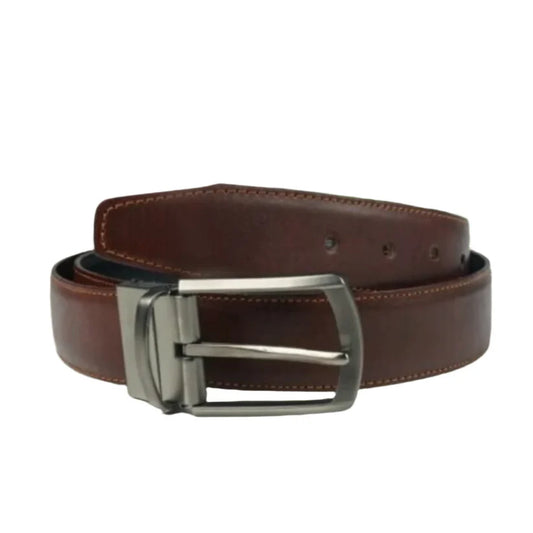 Chromium Double Sided Reversible Men's' Leather Belt-Black Dark Brown