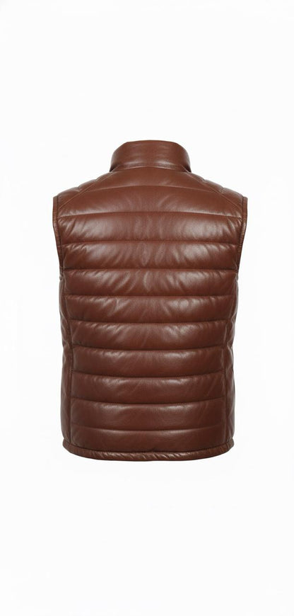 The Leather Artist Puffer Vest with Removable Hood