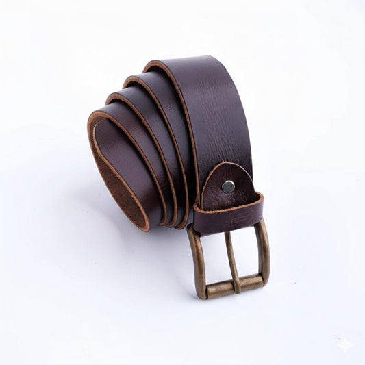 Artist Rustic Leather Casual Jeans Belt For Men - Chocolate Brown