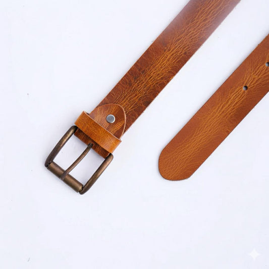 Artist Rustic Leather Casual Jeans Belt For Men - Saddle Tan