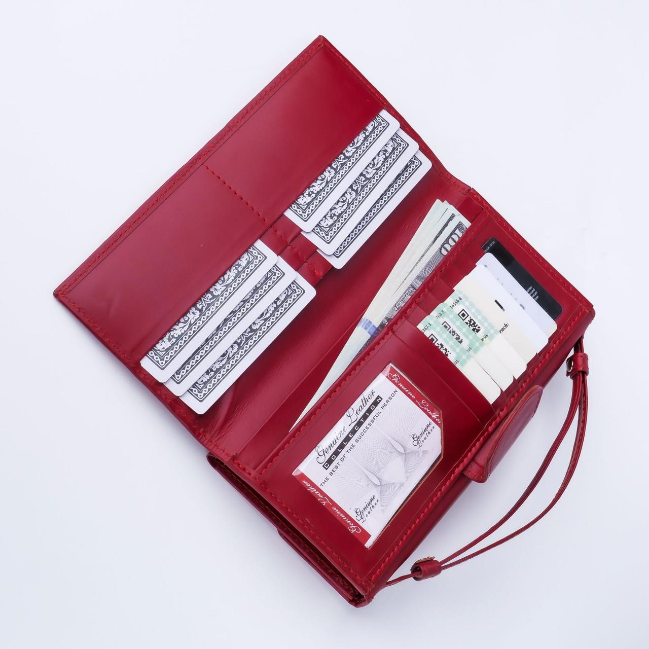 Artist Nova-Womens Handle Leather Clutch Wallet-Red