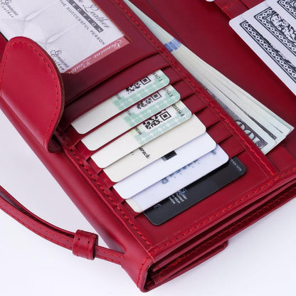 Artist Nova-Womens Handle Leather Clutch Wallet-Red