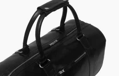 The Leather Artist Travel Leather Duffle Bag-BlackHand Polished Excella Zippers