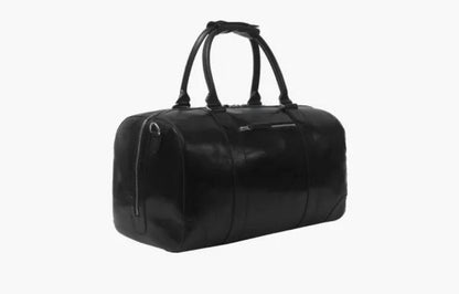 The Leather Artist Travel Leather Duffle Bag-BlackHand Polished Excella Zippers