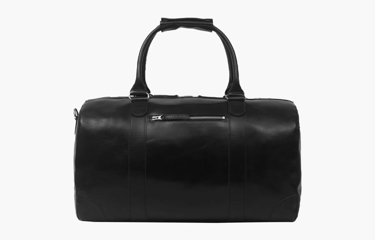 The Leather Artist Travel Leather Duffle Bag-BlackHand Polished Excella Zippers