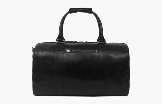 The Leather Artist Travel Leather Duffle Bag-BlackHand Polished Excella Zippers