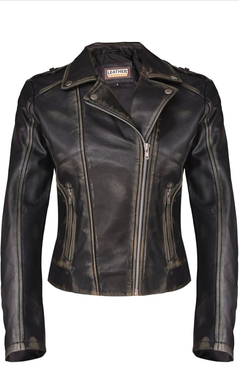 Women’s Genuine Lambskin Biker Jacket – Asymmetrical Motorcycle Style