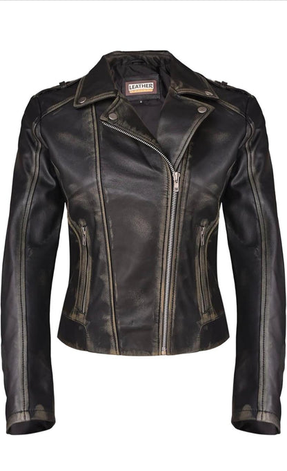 Women’s Genuine Lambskin Biker Jacket – Asymmetrical Motorcycle Style