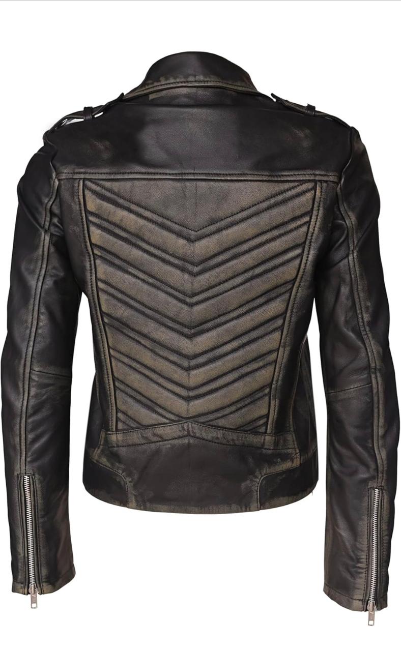 Women’s Genuine Lambskin Biker Jacket – Asymmetrical Motorcycle Style