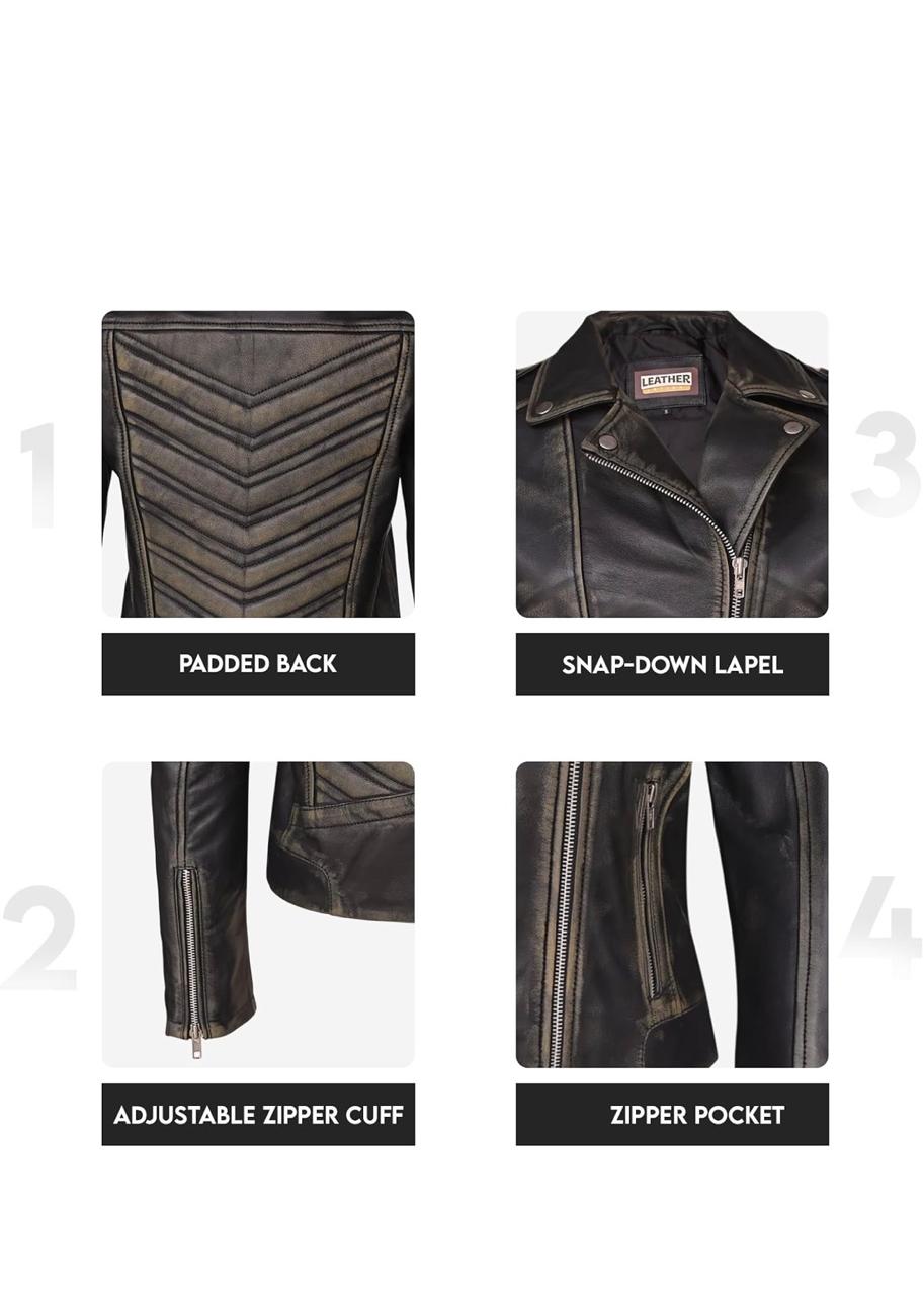 Women’s Genuine Lambskin Biker Jacket – Asymmetrical Motorcycle Style