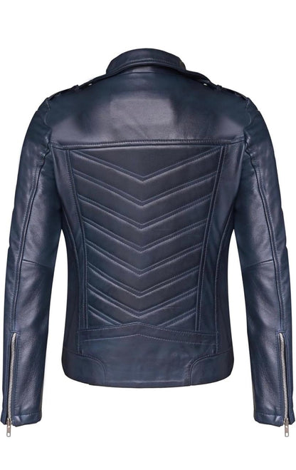 Women’s Genuine Lambskin Biker Jacket – Asymmetrical Motorcycle Style