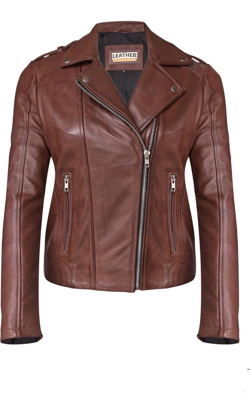 Women’s Genuine Lambskin Biker Jacket – Asymmetrical Motorcycle Style