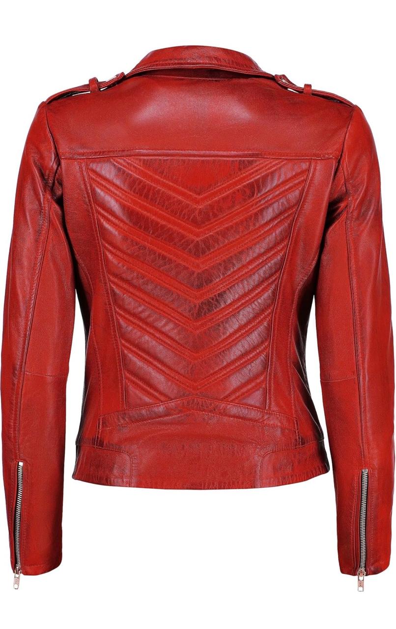 Women’s Genuine Lambskin Biker Jacket – Asymmetrical Motorcycle Style