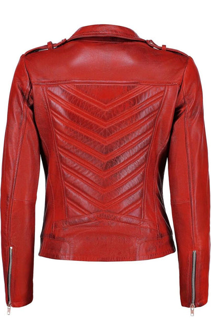Women’s Genuine Lambskin Biker Jacket – Asymmetrical Motorcycle Style