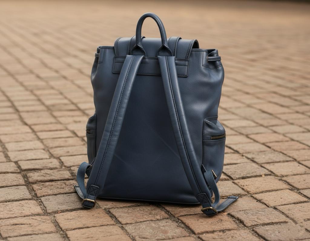 Leather Backpack Travel Laptop Office Bag - Vintage Blue