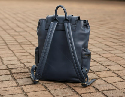 Leather Backpack Travel Laptop Office Bag - Vintage Blue