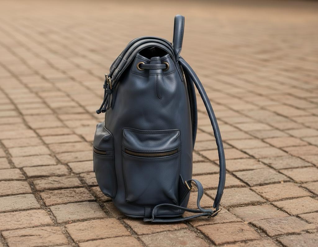 Leather Backpack Travel Laptop Office Bag - Vintage Blue