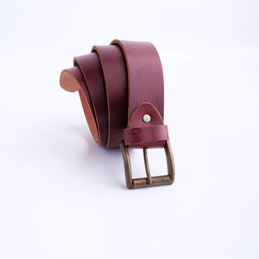 Rustic Leather Casual Jeans Belt For Men - Chestnut Brown