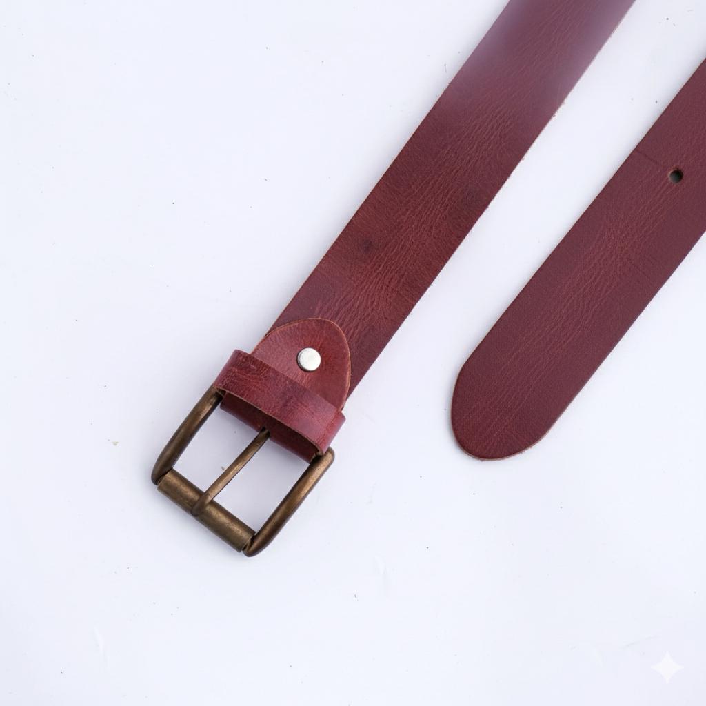Rustic Leather Casual Jeans Belt For Men - Chestnut Brown